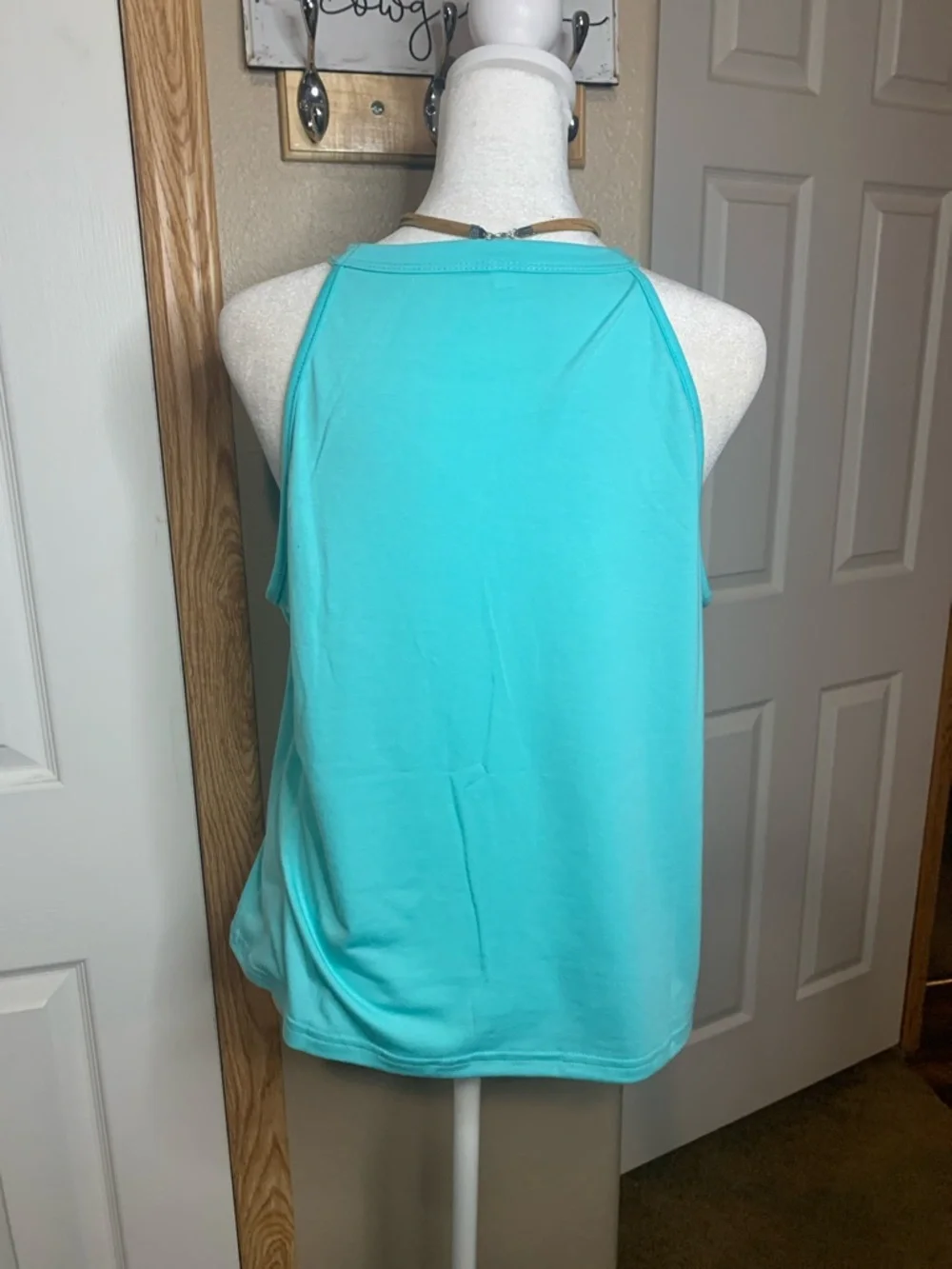 WESTERN Turquoise Halter Tank Graphic Print 'Cowboy Take Me Away' - Picture 4 of 5